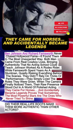 Cowboys Who Became Legends 🤠 #benjohnson #richardfarnsworth #hollywood