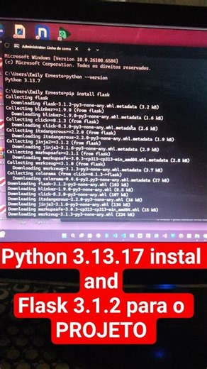 Python 3.13.17 instal andFlask 3.1.2 para o PROJETO #python #flask #pythoninstallation
