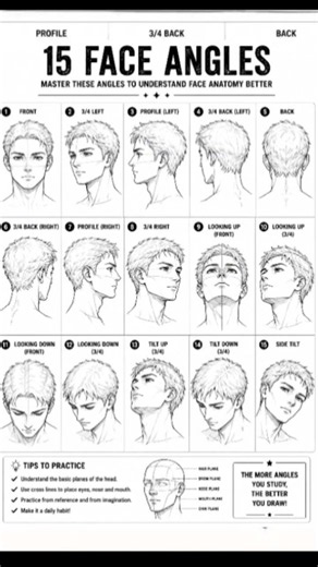 Most Beginner Artists Skip These 15 Face Angles | Face AnatomyTutorial#animeart#anime#animeshorts