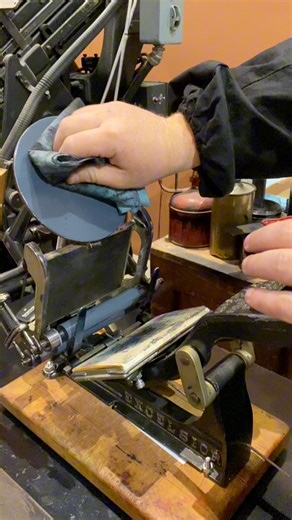We get a lot of questions about how we clean our equipment after letterpress printing. We normally use 1K kerosene as a solvent to clean the ink off of the press, letterpress cuts, and type. In this video, Jared demonstrates cleaning the 3x5 Kelsey Excelsior tabletop printing press. This was after a press run using a mix of black and opaque white rubber base ink (ended up being a dark grey ink) to print 50 cards. #SacHistoryMuseum #cleaning #clean #cleaningroutine #ink #sacramento #museum #lette