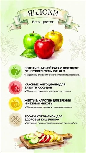 Польза яблок всех цветов. Радуга здоровья для сердца, зрения и кишечника