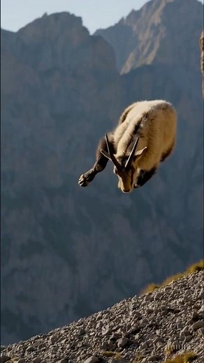 Gravity-Defying Leap: Mountain Goat’s Amazing Rock Climb