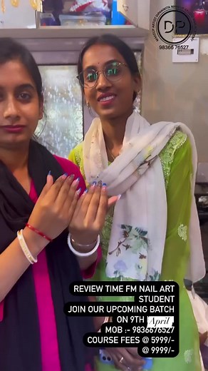 Nail art basic @5999/- ( with practice kit ) for 6 days Timing ⏰:- 12:30-4:30 (u can choose ur date ) 💰 payment ( one time ) Mobile ☎️:- 9836676527 Location 📍Dumdum metro 🚈 station Walking 🚶‍♀️ distance from 🚈 5mintsAddress :- 127, Dumdum cross Road . Kolkata :- 700074 (landmark rajlaxmi medical 🏥 hall) 📒Topic 📒📌 Theory 📌 procuct knowledge 📌 Nail shapes ( 4type ) ( square /round / almand/ coffin ) 📌 refilling 📌 gel extension 📌 tip application 📌 acrylic extension 📌 crome / mirror 