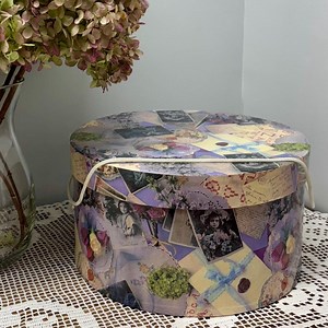 Vintage Cardboard Hat Box With Nostalgic Collage Decor | Round Box With Lid for Romantic Decor or Storage - Etsy