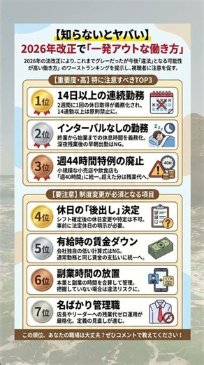 【知らないとヤバい】2026年改正で「一発アウトな働き方」#労働基準法 #ブラック企業