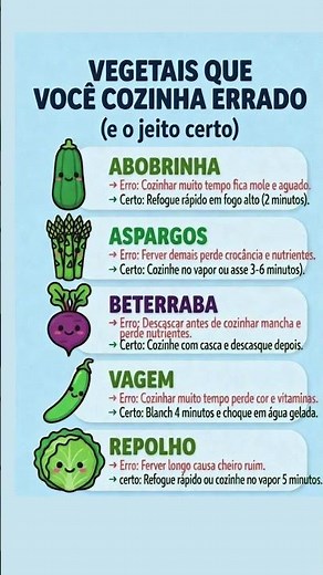 🟡jeito certo de cozinhar esses 5 vegetais #shorts #cozinha #dicas