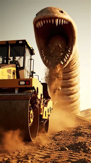 Real Life Dune Sandworm! 🏜️🪱 Giant Monster vs. Road Roller