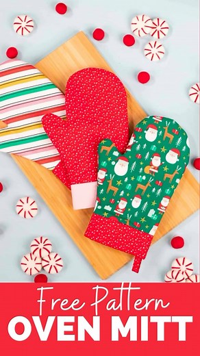 Ready to spice up your kitchen game? 🧁 Learn how to make your own oven mitts. Perfect timing for the holiday baking extravaganza! 🎄🍰 Check out the photo guide, video, and snag the PDF sewing pattern- all FREE on the blog! #ovenmitts #freesewingpattern #giftideas #christmasgifts #christmasdiy | Sweet Red Poppy