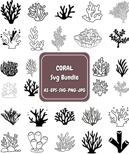 Coral SVG Bundle, Seaweed Png, Sea Plant, Coral SVG Cut Files for Cricut, Coral Silhouette, Coral Reef Png, Coral Reef Vector, Reef Outline - Etsy