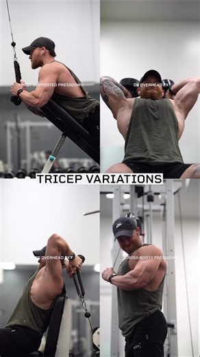 33K views · 171 reactions | Via ig perkfitt  TRICEP VARIATIONS Here are 4 solid tricep variations for you to throw into the mix on your next arm/push day. Here’s the full workout: 1️⃣ Chest-Supported Pressdown 2️⃣ DB Overhead Extension 3️⃣ Rope Overhead Extension 4️⃣ Cross-Body Extension | BodyBuilding Tips & Tricks | Facebook