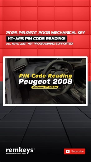 🎥 2025 Peugeot 2008 Mechanical Key HT-AES PIN Code Reading! All Keys Lost Key Programming Supported!