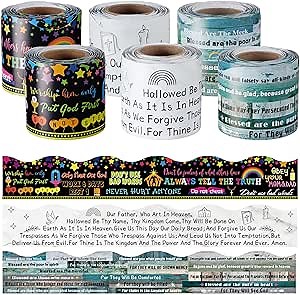 6 Rolls 196.8 ft Religious Borders for Lent Bible Church Bulletin Board Borders Christian Scalloped Border Trim Bulletin Board Classroom Borders for Church Sunday School Decorations