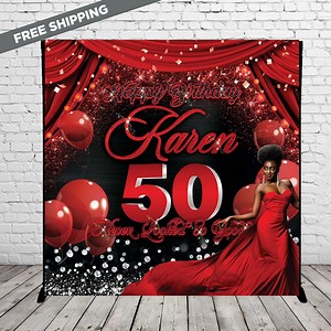 Photo Step and Repeat, Birthday Backdrop, Birthday Step Repeat, 50th Birthday Backdrop, 50th Birthday Step Repeat, Red and Black Backdrop - Etsy