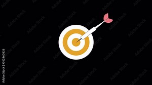 Utilize a marketing targeting strategy symbolized by an arrow hitting the aim goal target icon, signifying precision and success in reaching desired audiences. Motion video on transparent background. Stock Video
