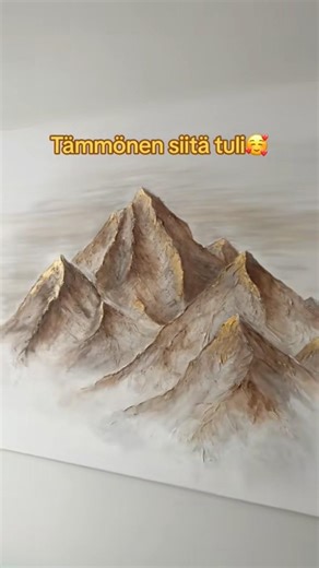 Golden peaks - akryylimaalaus💛 #acrylicpainting #mountains