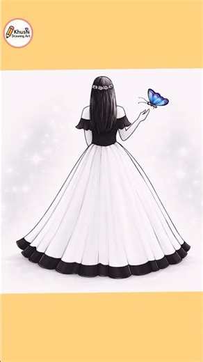 Easy Girl Sketch Drawing | Girl with Butterfly Drawing Step by Step