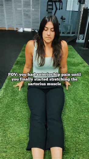ANTERIOR HIP PAIN? Not always the hip flexor. We’ve got a lot of anatomy in that area, meaning there are a lot of structures that could cause pain! ‼️The SARTORIUS muscle originates from the front of the pelvis and inserts on the inner knee. It may feel like your quad, but the couch stretch won’t touch this one. ✅ Save this stretch for the SARTORIUS to see if maybe this is whats been causing you hip pain! And if this doesn’t work, lets figure out what will 🙋🏻‍♀️ . @kodiakbarbell | Dr. J'aime G