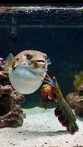 Mantis shrimps vs puffer fish #mantisshrimp #animals #fishtank #storytime #aquarium | Bi Nsblog