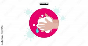 Prevention animation illustration. How to protect yourself from Coronavirus 2019 COVID-19. wash hand often, cover your sneeze, blow your nose with a new tissue, wear mask in crowded place