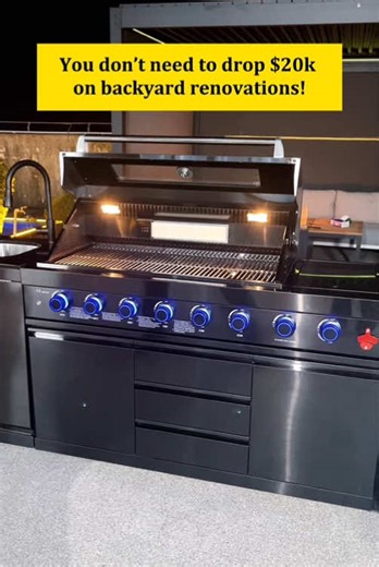 My wife said I’d need a contractor and drop $20k to build a backyard kitchen. Check this out! 🛠️We put this modular kitchen together in just 10 mins flat!Now I’ve got a grill, sink and fridge right by the pool.This is the best patio renovation I’ve ever done!#outdoorkitchen #kitchendesign #modularkitchen #kitchenideas #outdoorcooking