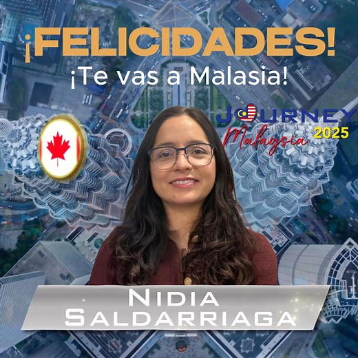 ¡Felicidades Nidia Saldarriaga! 🎉 ¡Has ganado el viaje a Malasia! ⭐️ ganoexcel.us/journeymalaysia2025 #GanoExcelCanada #JourneyMalaysia | Gano Excel Canada