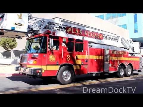 🚨 FIRE TRUCK WITH STUNNING JAKE BRAKE 🚑 LOUD PIPE LADDER TRUCK LAS VEGAS FIRE DEPARTMENT