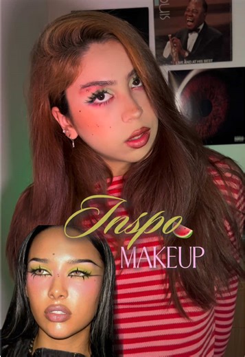 Inspo makeup green&pink🍉 #makeup #tutorial #pinterestmakeup #parati