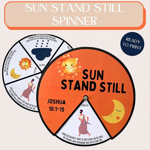 Printable "sun Stand Still" Sunday School Craft, Joshua Spinner Wheel, Kids’ Ministry Bible Activity, Christian Homeschool Project - Etsy