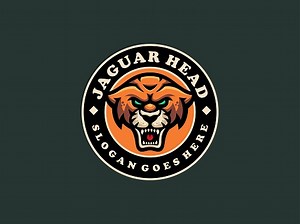 Jaguar head circle emblem mascotte logo vectoriel template