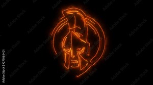 Orange Spartan Warrior Animated Logo with Reveal Effect Stock Video