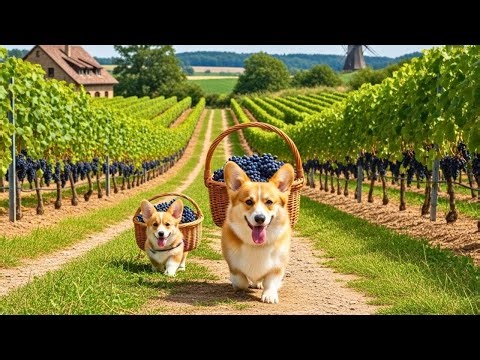 Corgi Mama Harvests Grapes and Bakes a Fluffy Sponge Grapes Birthday Cake With Her Puppy 🐾