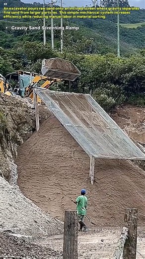 Excavator Dumping Sand Through Gravity Screen : Simple but Brilliant Sorting System