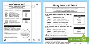 Was and Were Rules and Quiz Sheets