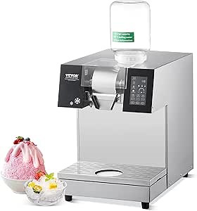 VEVOR Commercial Snowflake Ice Machine, 529.1LBS/24H Snowflake Ice Maker, Stainless Steel Ice Shaver Machine, Electric Snow Cone Maker, Liquid Cooling System for Rapid Heat Dissipation, Ice Cream