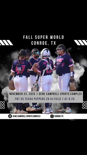 Day 2 in Conroe tx! Day 1 re- cap ￼ FNT vs Texas hustle 3-3 FNT vs tx peppers 4-3 FNT FNT vs sudden impact 5-3 FNT FNT vs fire hawks ￼5-4 FNT We had some very close but exciting games that has kept us on our toes. Last game ended in California rule with T hitting a shot to right and getting on first base, while Alikat ran home winning us the game. Wtg girls! Our 2 game MVPs Sophia Salinas and Tatiana Pina | FNT Fastpitch