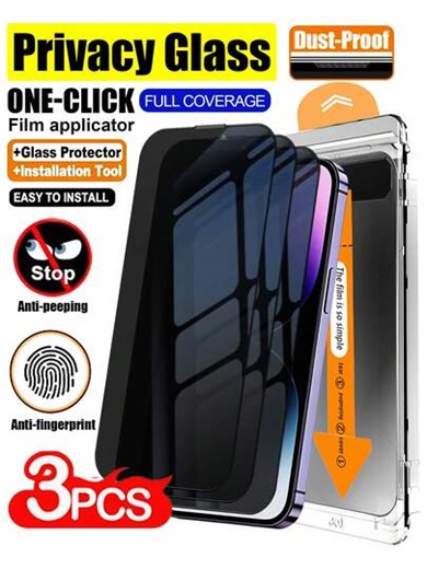 3pcs Privacy Tempered Glass Screen Protector, Dust-Free Installation, One-Click Application, Effectively Protects Privacy, Anti-Peeping, Reinforced Edge Design, Anti-Scratch And Impact, Compatible With IPhone 17E/17 Pro Max/17 Pro/17 Air/17/16/16 Pro/16 Plus/16 Pro Max/15/15 Plus/15 Pro/15 Pro Max/14/14 Plus/14 Pro/14 Pro Max/13 Mini/13/13 Pro/13 Pro Max/12 Mini/12/12 Pro/12 Pro Max/11/11 Pro/11 Pro Max And Other Models. | SHEIN