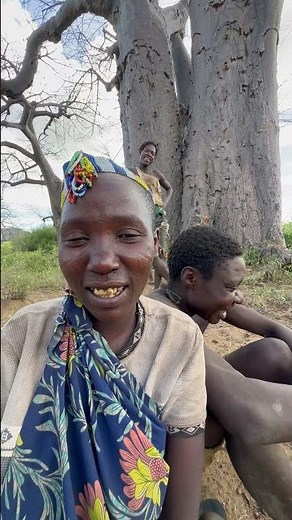 Hadzabe Tribe bush family try to learn new English words in the nature 😍🥰