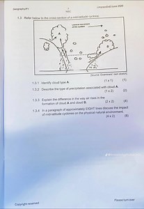 1.3 Refer below to the cross-section of a mid-latitude cyclone.... | Filo