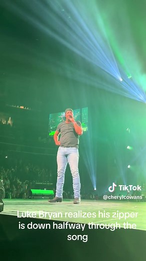 Luke Bryans zipper was down. He realized halfway through the song. View from the front row