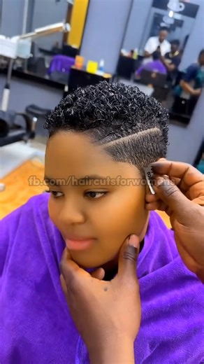 Soft and natural curls on top blended into a precise low fade with a clean razor part. This style radiates freshness and individuality, perfect for confident women who love neat, effortless beauty. ✨ #shorthair | Haircuts for Women