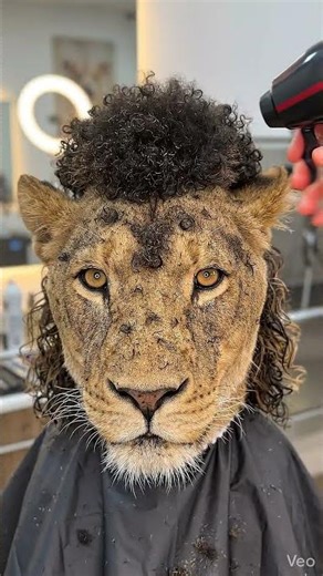 Lion Gets a Crazy Mullet Haircut 🦁✂️ Insane Grooming Transformation #shorts #viral #lion #lionking