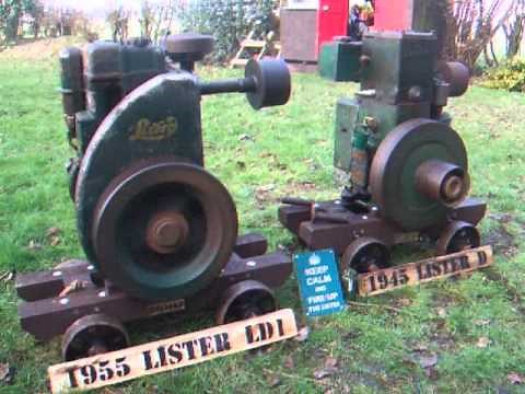 1955 Lister LD1 & 1945 Lister D - Start up and run - Vintage Stationary Engines