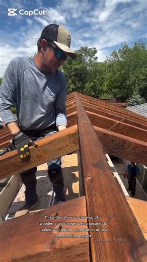 pre-drilled hole in the wooden stringer#shortsfeed #woodworking