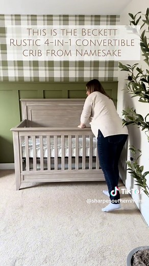 We found the perfect crib for our nursery from @Namesake It’s their Beckett Rustic 4-in-1 convertible crib in the color Sandbar! It’s part of their Monogram by Namesake collection and found exclusively in specialty stores! Check out all the beautiful pieces they have to offer! https://namesakehome.com/ #createyours #nurserydesign #nurserymakeover #nurserydecor #nurserystyling #boardandbatten #diy #accentwall #homeinspo #crib #boynursery #nurserystyle #nurseryideas #nurseryinspo #nurseryinspirati