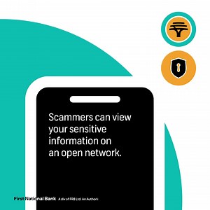 When using public Wi-Fi, think twice about logging into FNB Online Banking or the FNB App. Scammers can see your sensitive information because public Wi-Fi is an open network. Check out the Security Centre on the FNB App. #FNBSafe | FNB Eswatini