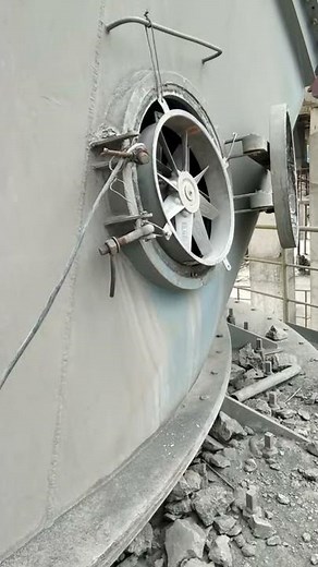 Exhaust fan installation in cement mill. Ventilation fan installation to exhaust harm gases from mil