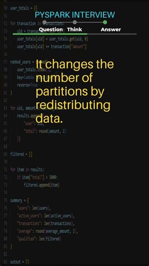 PySpark Interview Question #26 What does repartition() do?