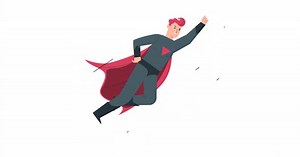 Animated Flat Design Flying Superhero Character