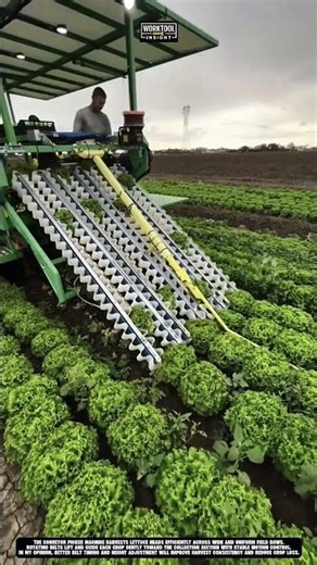 Lettuce Harvesting using Conveyor Picker Machine | best for Commercial Farming #tool