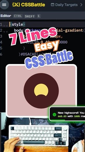 CSSBattle: Zero HTML! 😱| #cssbattle #shorts